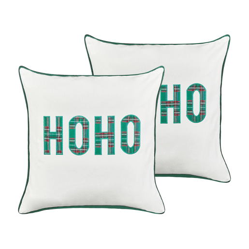 Conjunto de 2 almofadas decorativas JOYCANDY Algodão 45 x 45 cm Branco Padrão natalicio
