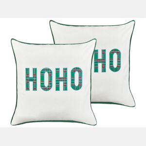 Conjunto de 2 almofadas decorativas JOYCANDY Algodão 45 x 45 cm Branco Padrão natalicio