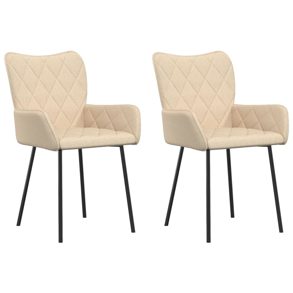 Vidaxl sillas de comedor 2 unidades tela color crema