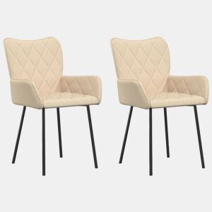 vidaXL Cadeiras de jantar 2 pcs tecido cor creme
