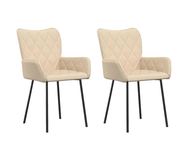 Vidaxl sillas de comedor 2 unidades tela color crema