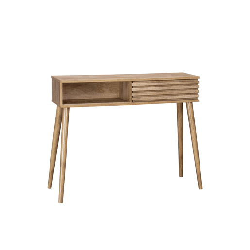 Consola escandinava com efeito de madeira, 100cm, Madere, Natural, 29x100x81 cm