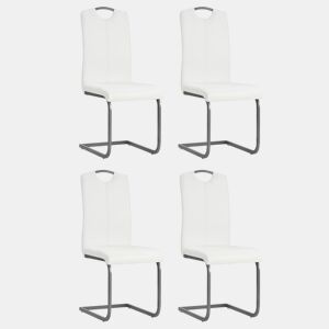 vidaXL Cadeiras de jantar cantilever 4 pcs couro artificial branco