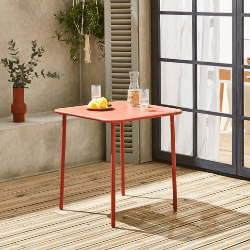 Mesa de jardim metálica de 2 lugares, Amelia 70cm, Terracota, 70x70x72.5 cm