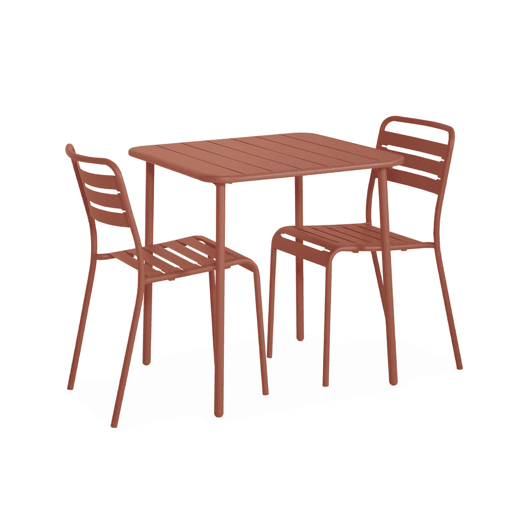 Mesa de jardim metálica de 2 lugares, Amelia 70cm, Terracota, 70x70x72.5 cm