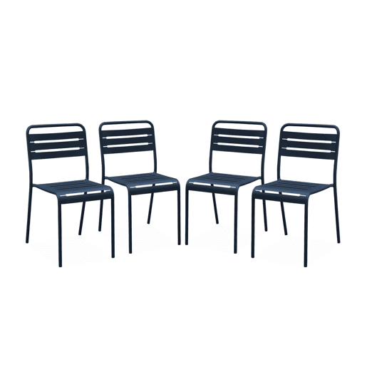Cadeira de jardim em aço, set de 4, Amelia, Azul-marinho, 44x52x79 cm Cadeira de jardim em aço, set de 4, Amelia, Azul-marinho, 44x52x79 cm