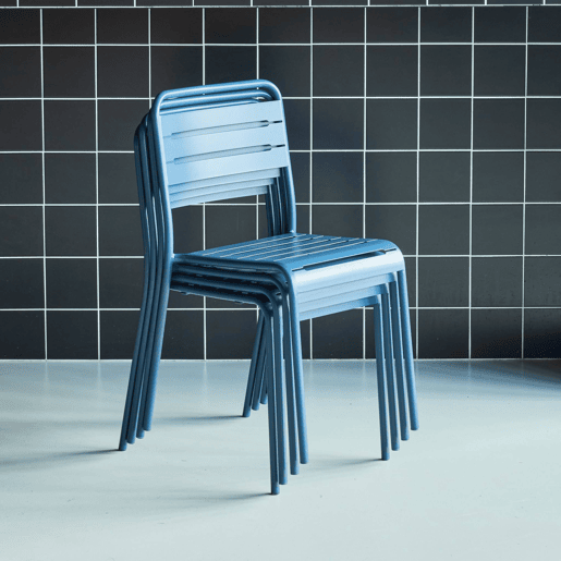 Cadeira de jardim em aço, set de 4, Amelia, Azul-marinho, 44x52x79 cm Cadeira de jardim em aço, set de 4, Amelia, Azul-marinho, 44x52x79 cm