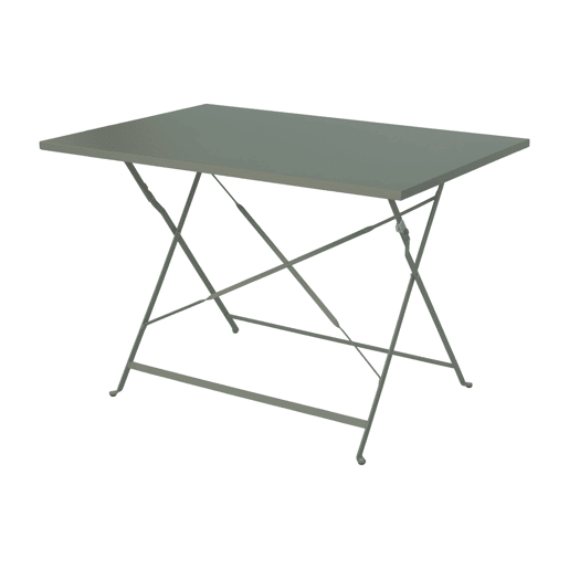 Mesa de jardim bistrô dobrável em metal, 4 cadeiras, Emilia, Verde caqui, 110x70x71 cm