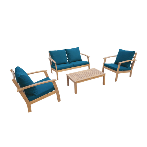 Conjunto de mobiliário de jardim de madeira, 4 lugares, Ushuaia, Madeira, 123x82.7x74.6 cm
