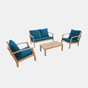 Conjunto de mobiliário de jardim de madeira, 4 lugares, Ushuaia, Madeira, 123x82.7x74.6 cm