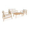 Mobiliário de jardim relax com sofá em madeira de acácia, Carnota, Beige, 120x83.5x72.5 cm