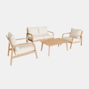 Mobiliário de jardim relax com sofá em madeira de acácia, Carnota, Beige, 120x83.5x72.5 cm