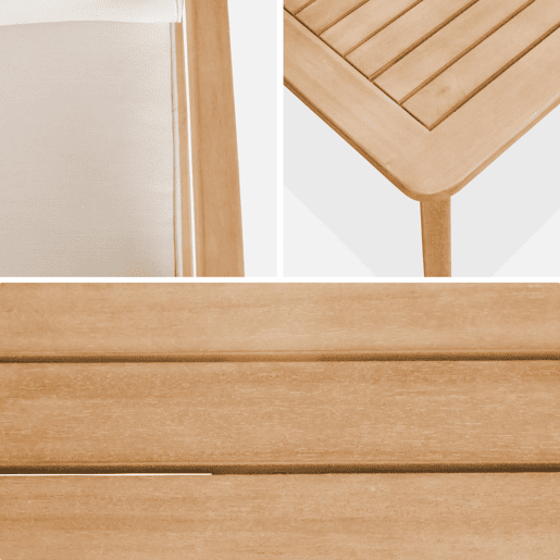 Mobiliário de jardim relax com sofá em madeira de acácia, Carnota, Beige, 120x83.5x72.5 cm