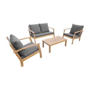 Conjunto de mobiliário de jardim de madeira, 4 lugares, Ushuaia, Madeira, 123x82.7x74.6 cm