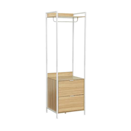 Módulo de roupeiro com 1 roupeiro, 2 gavetas e 1 prateleira, Clever, Branco, 60x48x190 cm