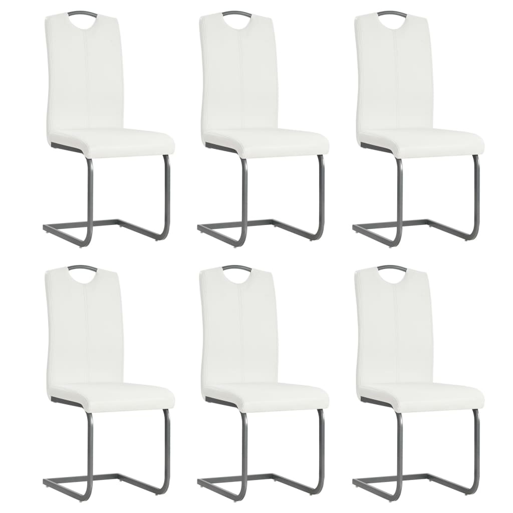 Vidaxl sillas de comedor voladizas 6 unidades de tela blanca