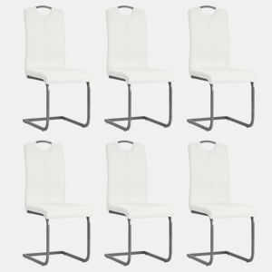 vidaXL Cadeiras de jantar cantilever 6 pcs couro artificial branco