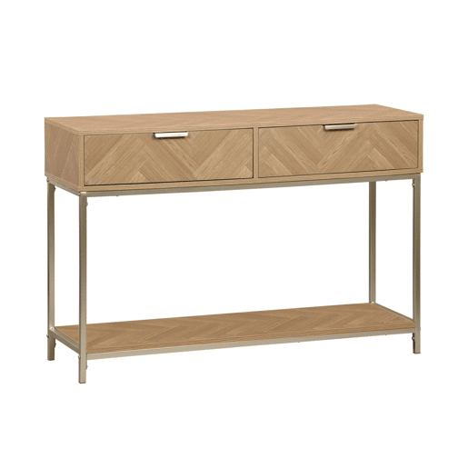 Consola em espinha de peixe com efeito de madeira, 110cm, Budapest, Natural, 110x35x75 cm