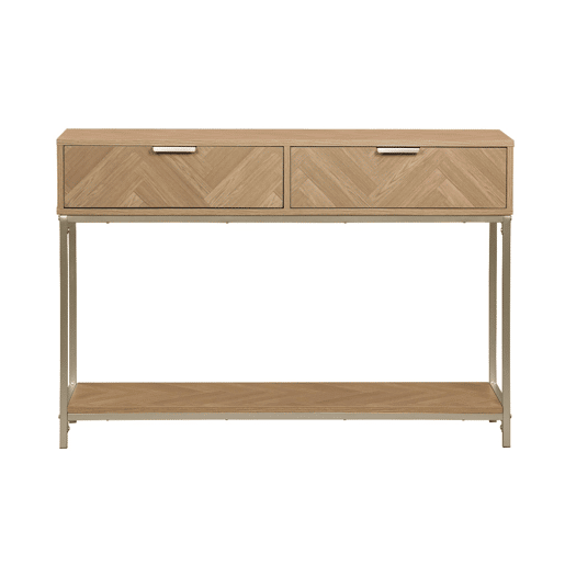 Consola em espinha de peixe com efeito de madeira, 110cm, Budapest, Natural, 110x35x75 cm
