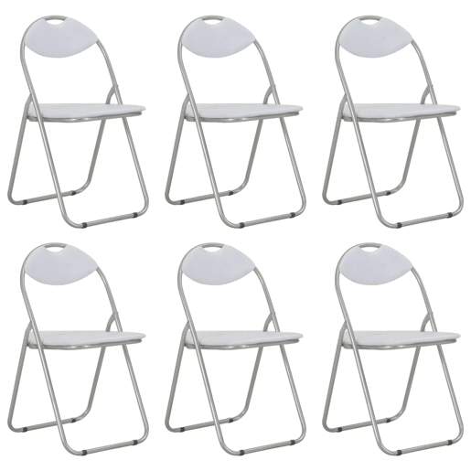 vidaXL Cadeiras de jantar dobráveis 6 pcs couro artificial branco vidaXL Cadeiras de jantar dobráveis 6 pcs couro artificial branco