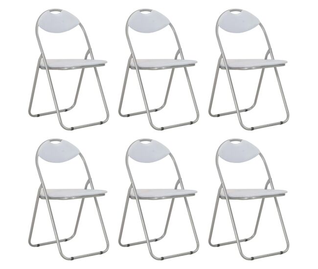 Vidaxl sillas de comedor plegables 6 unidades cuero sintético blanco
