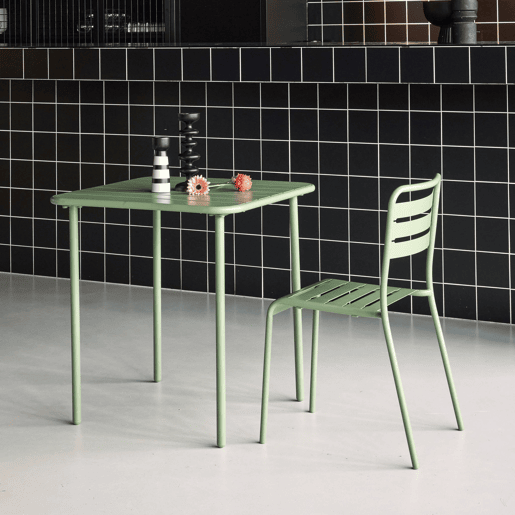 Mesa de jardim metálica de 2 lugares, Amelia 70cm, Verde, 70x70x72.5 cm