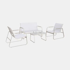 Conjunto de jardim relax em aço, 4 lugares, Noto, Beige, 78x122x39 cm