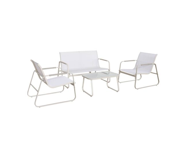 Conjunto de jardín de acero, 4 plazas beige - 78x122x39 cm