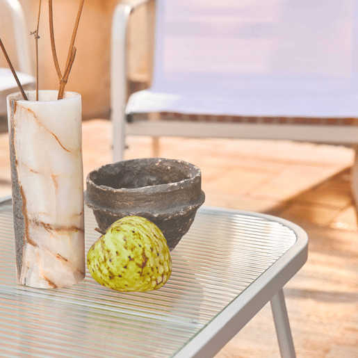 Conjunto de jardim relax em aço, 4 lugares, Noto, Beige, 78x122x39 cm