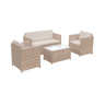 Conjunto de sofá de jardim de 4 lugares em resina tecida, Perugia, Natural, 118x65x69 cm