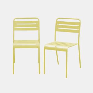 Cadeira de jardim em aço, set de 2, Amelia, Amarelo, 44x52x79 cm