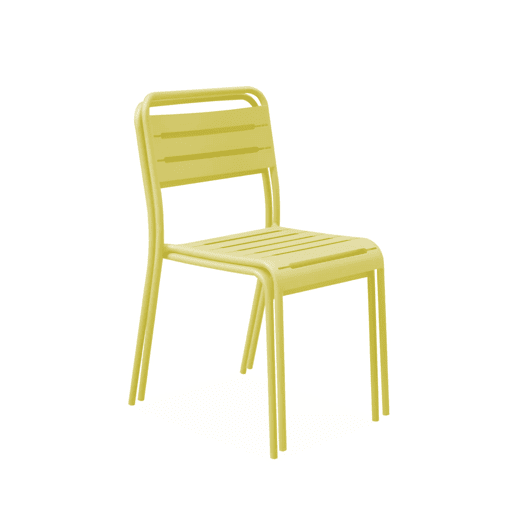 Cadeira de jardim em aço, set de 2, Amelia, Amarelo, 44x52x79 cm