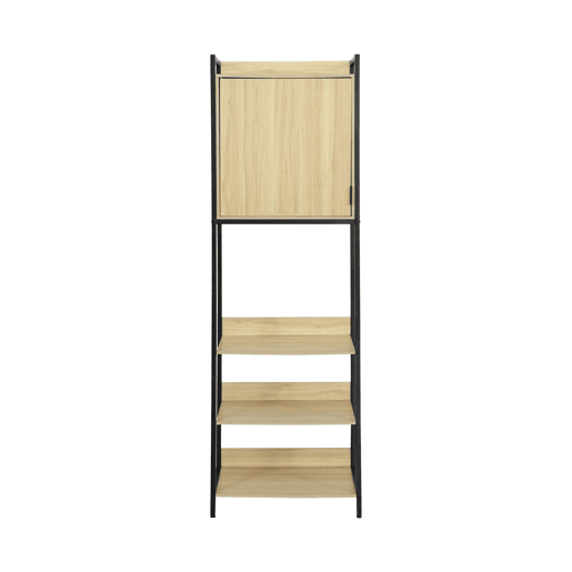 Módulo de roupeiro com 5 prateleiras e 1 porta, Clever, Preto, 60x48x190 cm