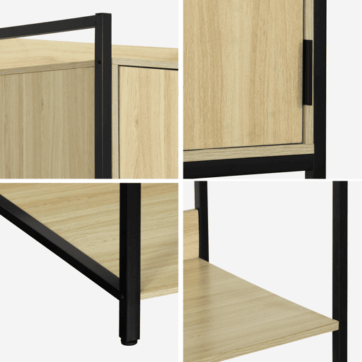 Módulo de roupeiro com 5 prateleiras e 1 porta, Clever, Preto, 60x48x190 cm