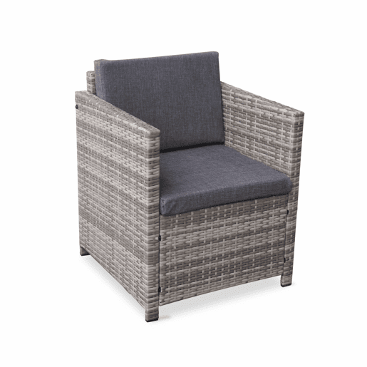 Conjunto de sofá de jardim de 4 lugares em resina tecida, Perugia, Tons de cinza, 118x65x69 cm