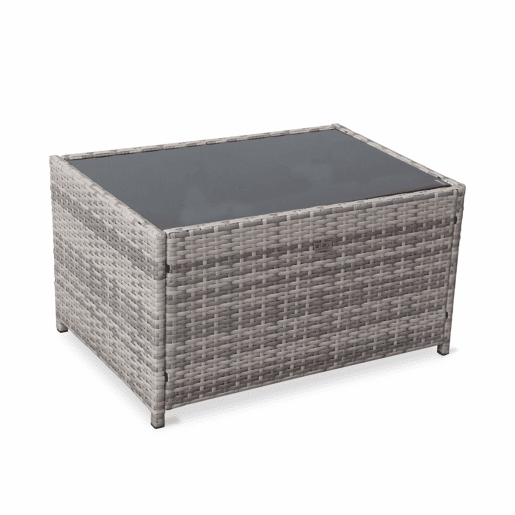 Conjunto de sofá de jardim de 4 lugares em resina tecida, Perugia, Tons de cinza, 118x65x69 cm