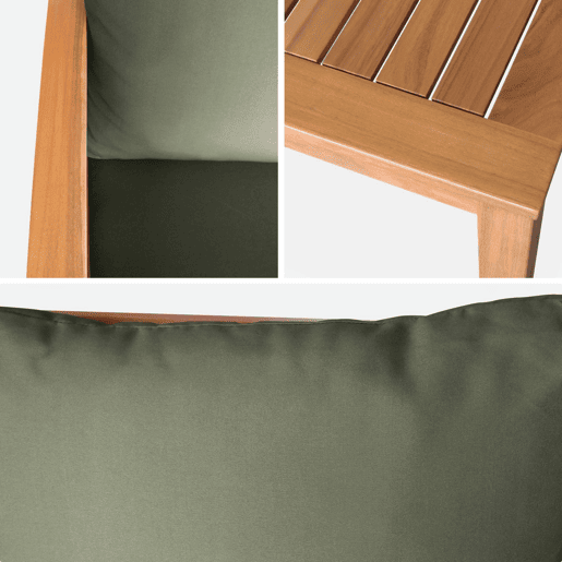 Conjunto de mobiliário de jardim de madeira, 4 lugares, Ushuaia, Madeira, 123x82.7x74.6 cm