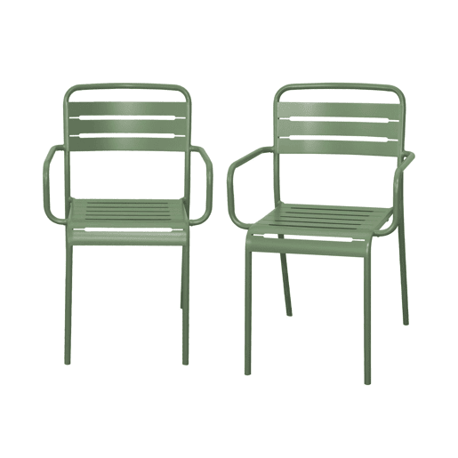 Cadeira de jardim em aço, set de 2, Amelia, Verde, 50.4x53x79.5 cm