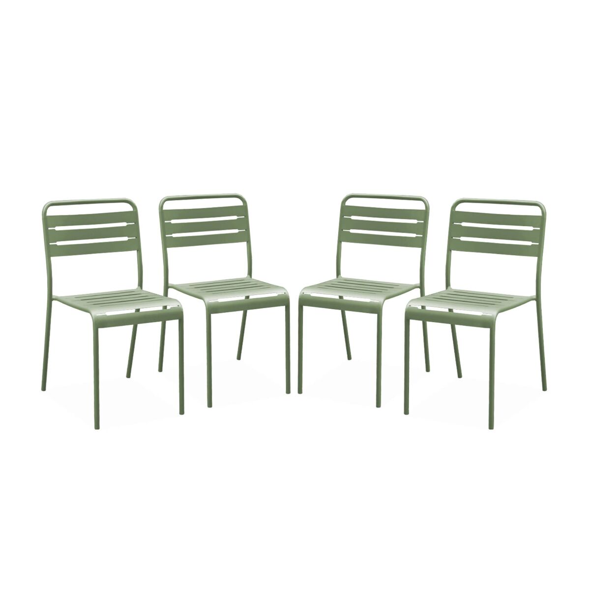 Silla de jardín bistró de acero, set de 4, amelia, verde, 44x52x79 cm