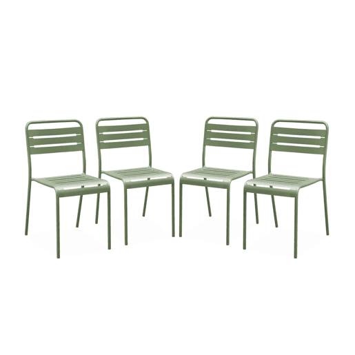 Cadeira de jardim em aço, set de 4, Amelia, Verde, 44x52x79 cm