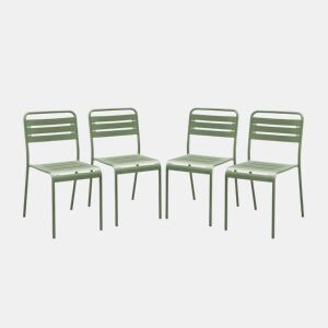 Cadeira de jardim em aço, set de 4, Amelia, Verde, 44x52x79 cm