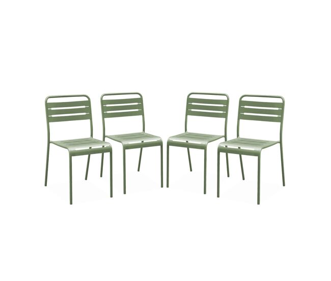 Silla de jardín bistró de acero, set de 4, amelia, verde, 44x52x79 cm