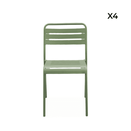 Cadeira de jardim em aço, set de 4, Amelia, Verde, 44x52x79 cm
