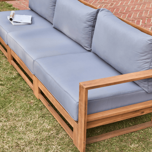 Conjunto de mobiliário de jardim com sofá e poltrona em madeira, 5 lugares, Mendoza, Madeira, 273x75x72.5 cm