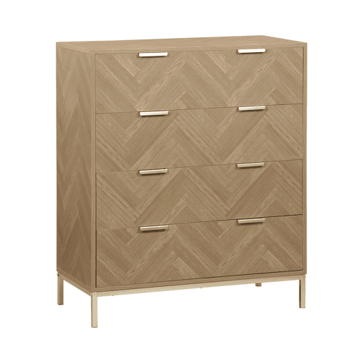 Cómoda chevron de 4 gavetas, Budapest, Natural, 80x40x95 cm