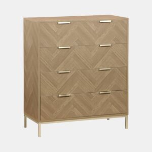 Cómoda chevron de 4 gavetas, Budapest, Natural, 80x40x95 cm