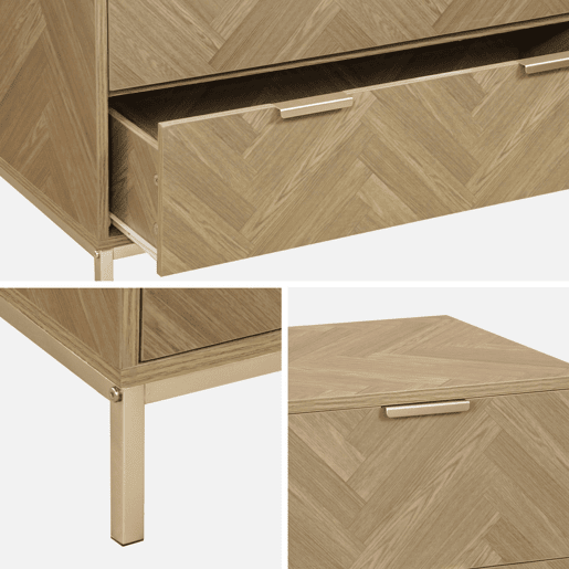 Cómoda chevron de 4 gavetas, Budapest, Natural, 80x40x95 cm