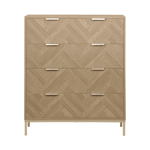 Cómoda chevron de 4 gavetas, Budapest, Natural, 80x40x95 cm