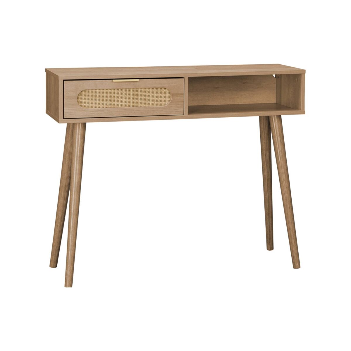 Consola estilo escandinavo con efecto madera, 100cm, eva, natural, 100x29x81 cm