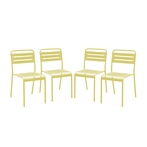 Cadeira de jardim em aço, set de 4, Amelia, Amarelo, 44x52x79 cm